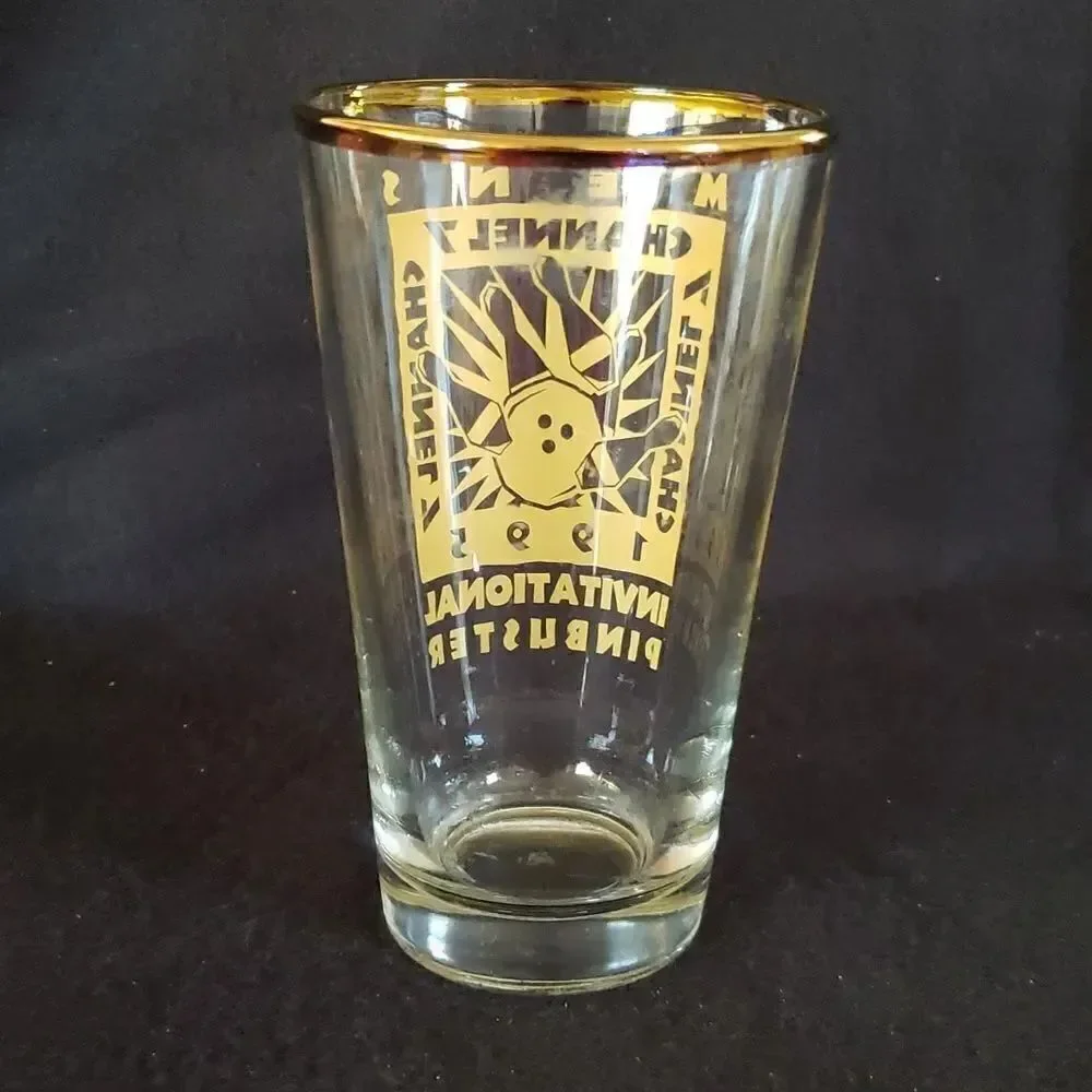 Channel 7 Invitational Pinbuster Bowling Tournament Drinking Glass Dated 1995